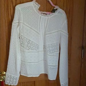 Long sleeve mixed pattern top